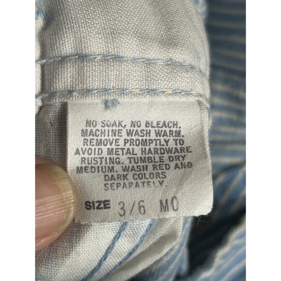 Vintage Oshkosh Engineer Stripe Light Blue Overalls 3-6M Made In The USA Train - Picture 4 of 7